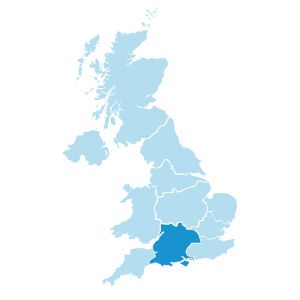 South West on UK Map