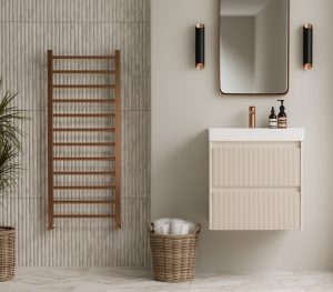 Brushed Bronze Mirror, Tap & Towel Radiator